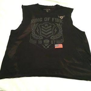 Ring Of Fire Men's Distressed Sleeveless Shirt Black Size 2XL GUC